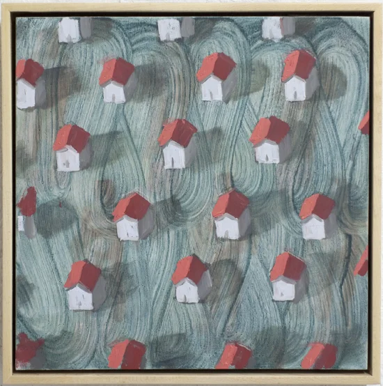 houses. oil on wood. 12x12. sold
