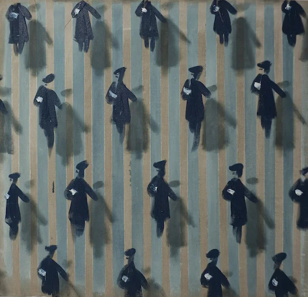Messengers. oil on unstretched linen. 37x37
