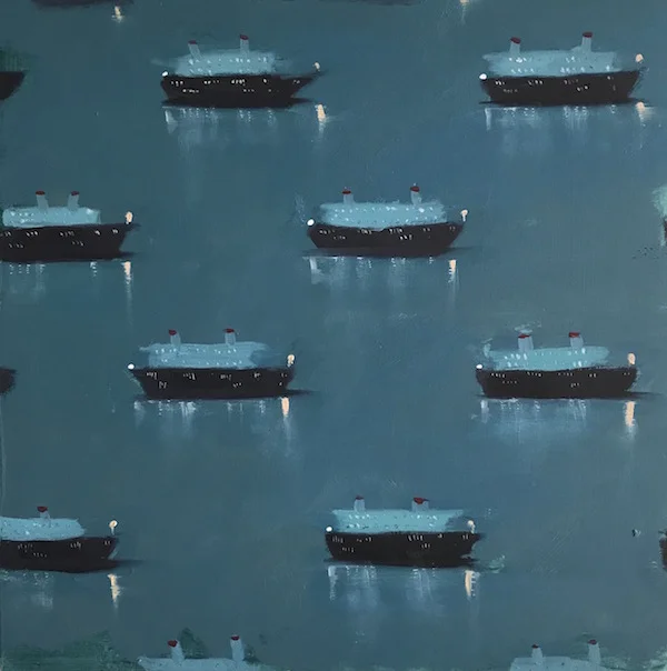 ferries. oil on wood. 16x16" sold