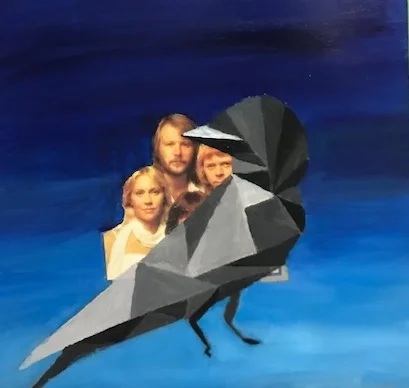 contemporary painting: painting on record covers collage