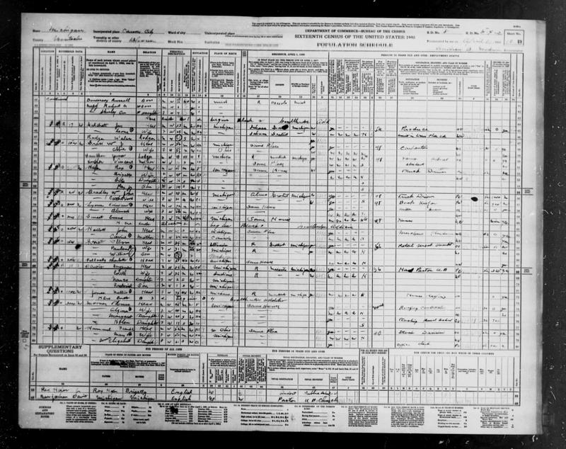 Bill Knott birth record, census 1940                        