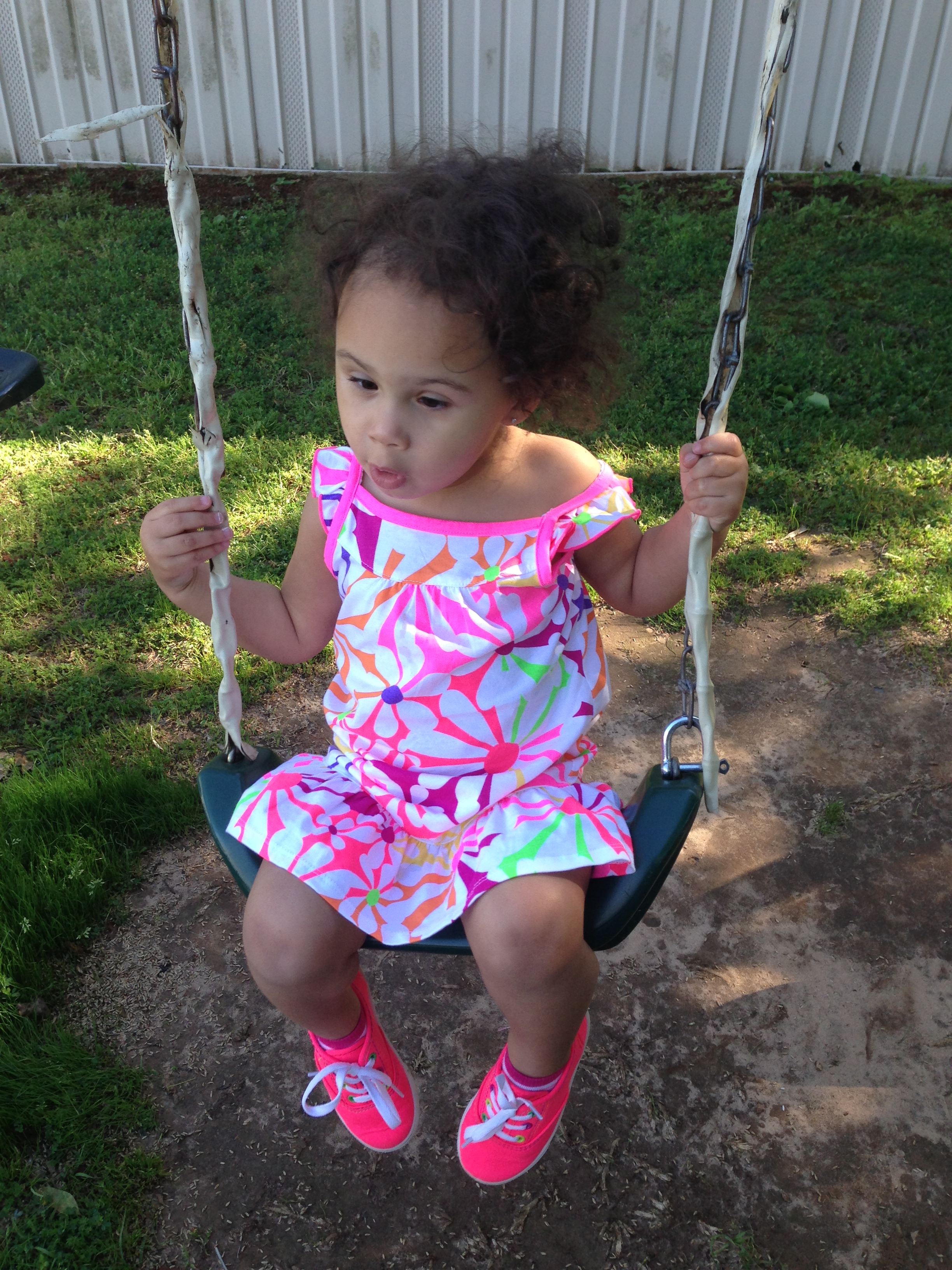 Marsie swings like a big girl