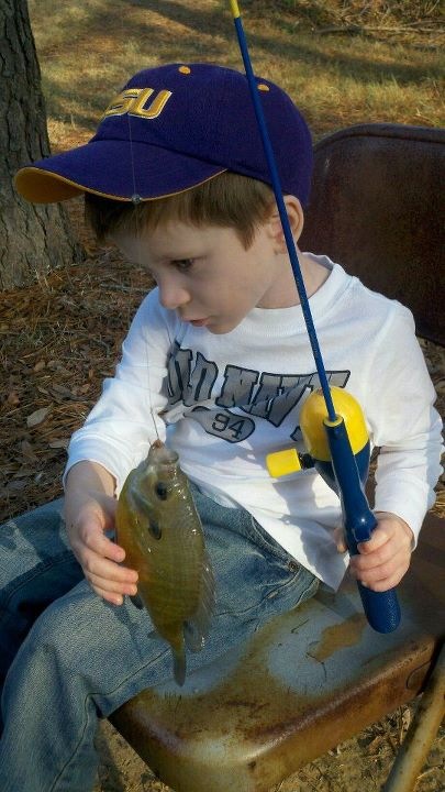 Jordan catches a fish