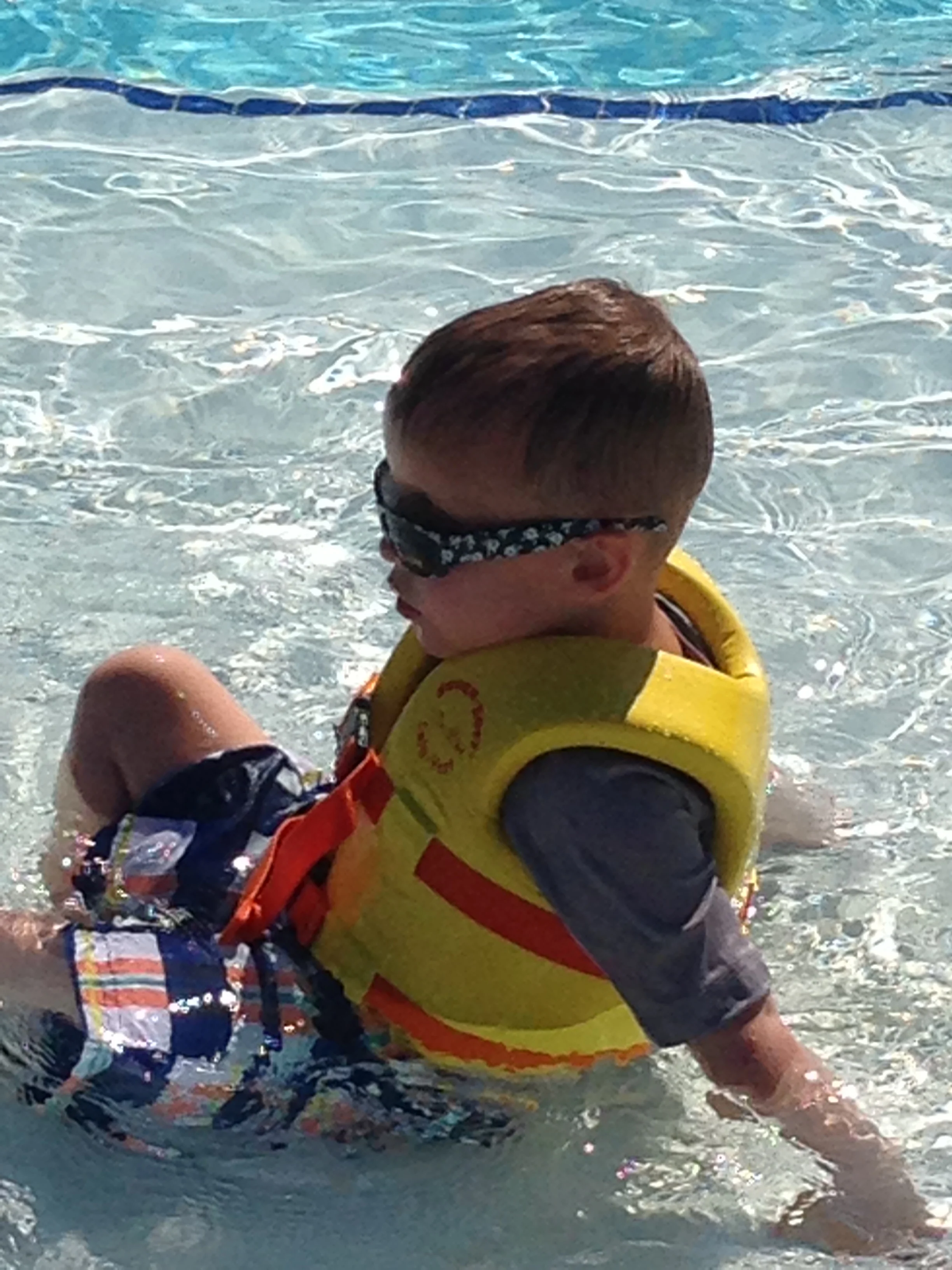 Isaiah chilling in the pool