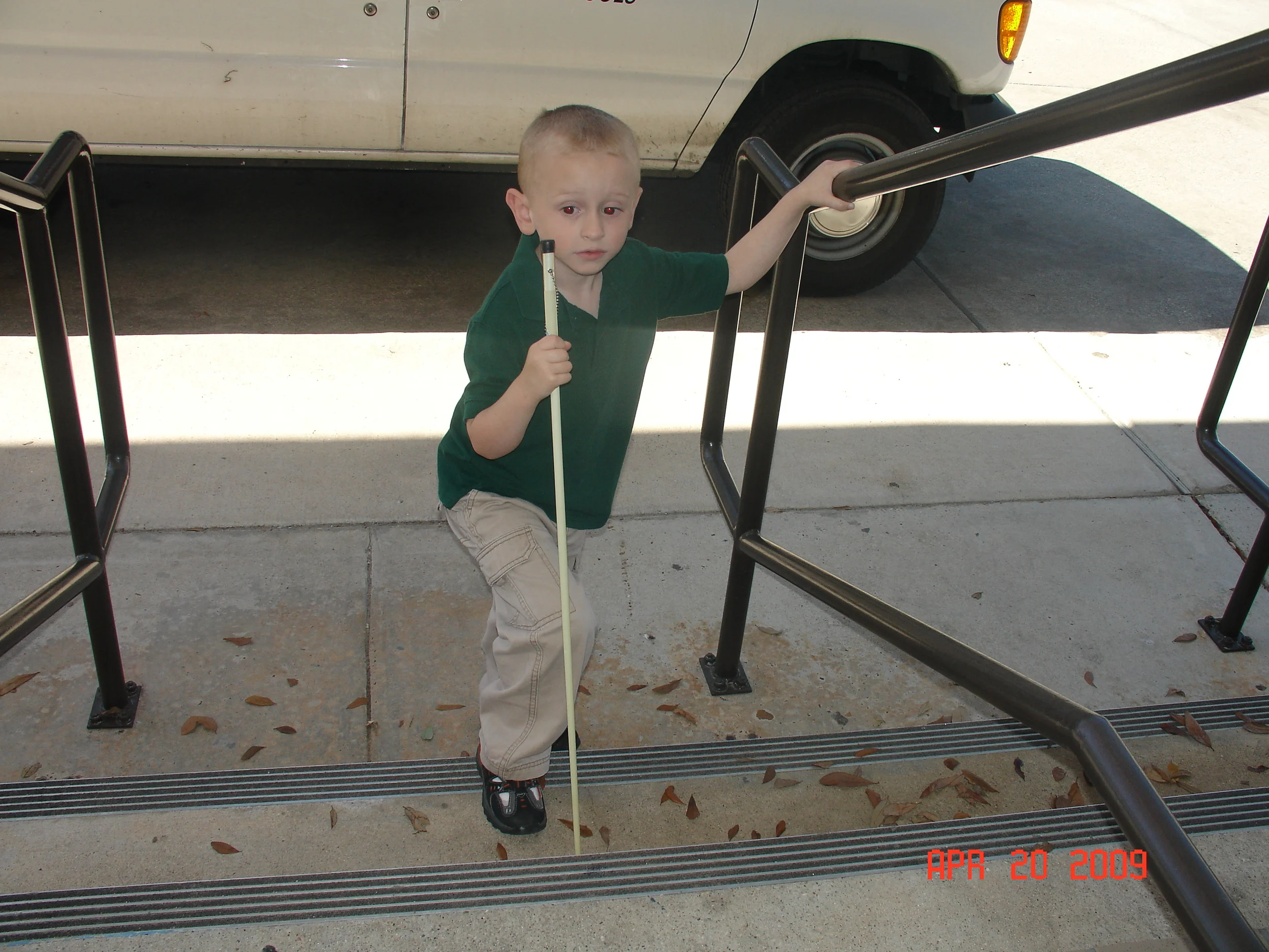 Brandon on school steps