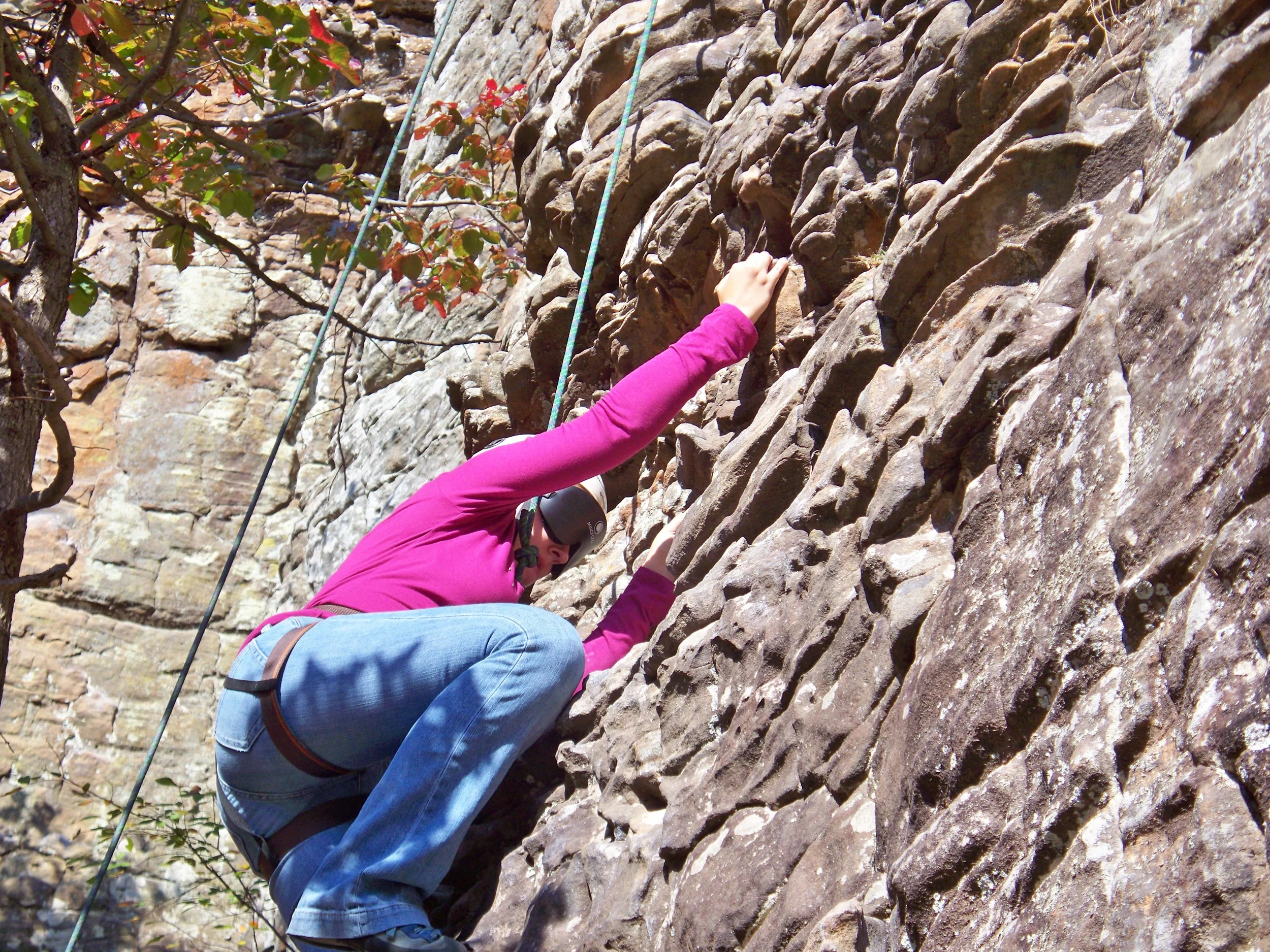 Rock climbing at HCR:  Reach just a little further.