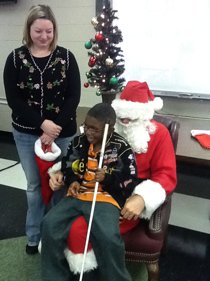 Braylon tells Santa his wish list; Santa had a cane!