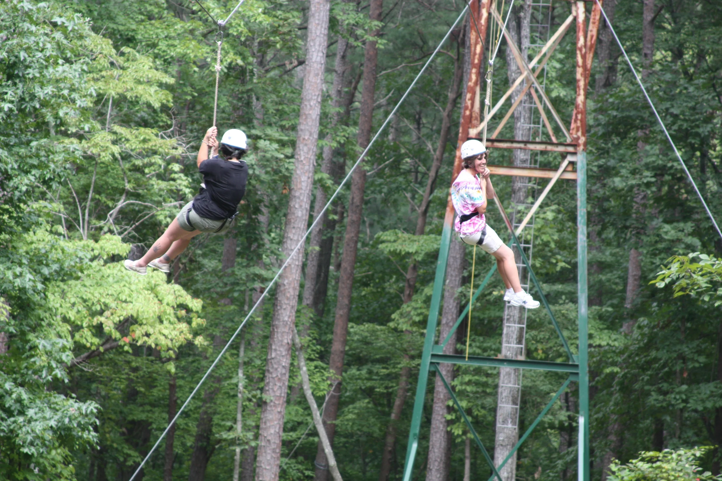 Tandem zip lines at Horns Creek