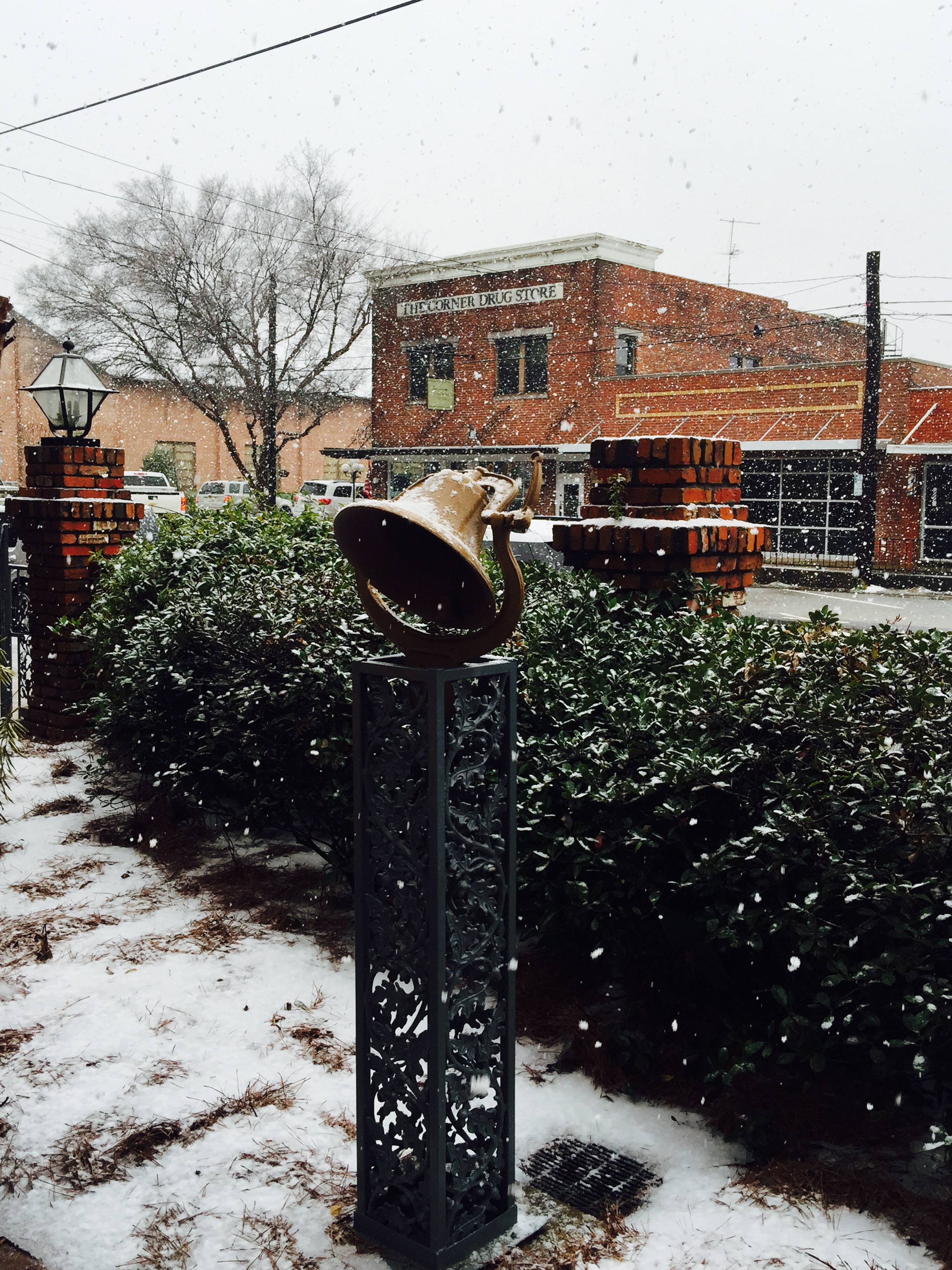 freedom bell with snow landscape