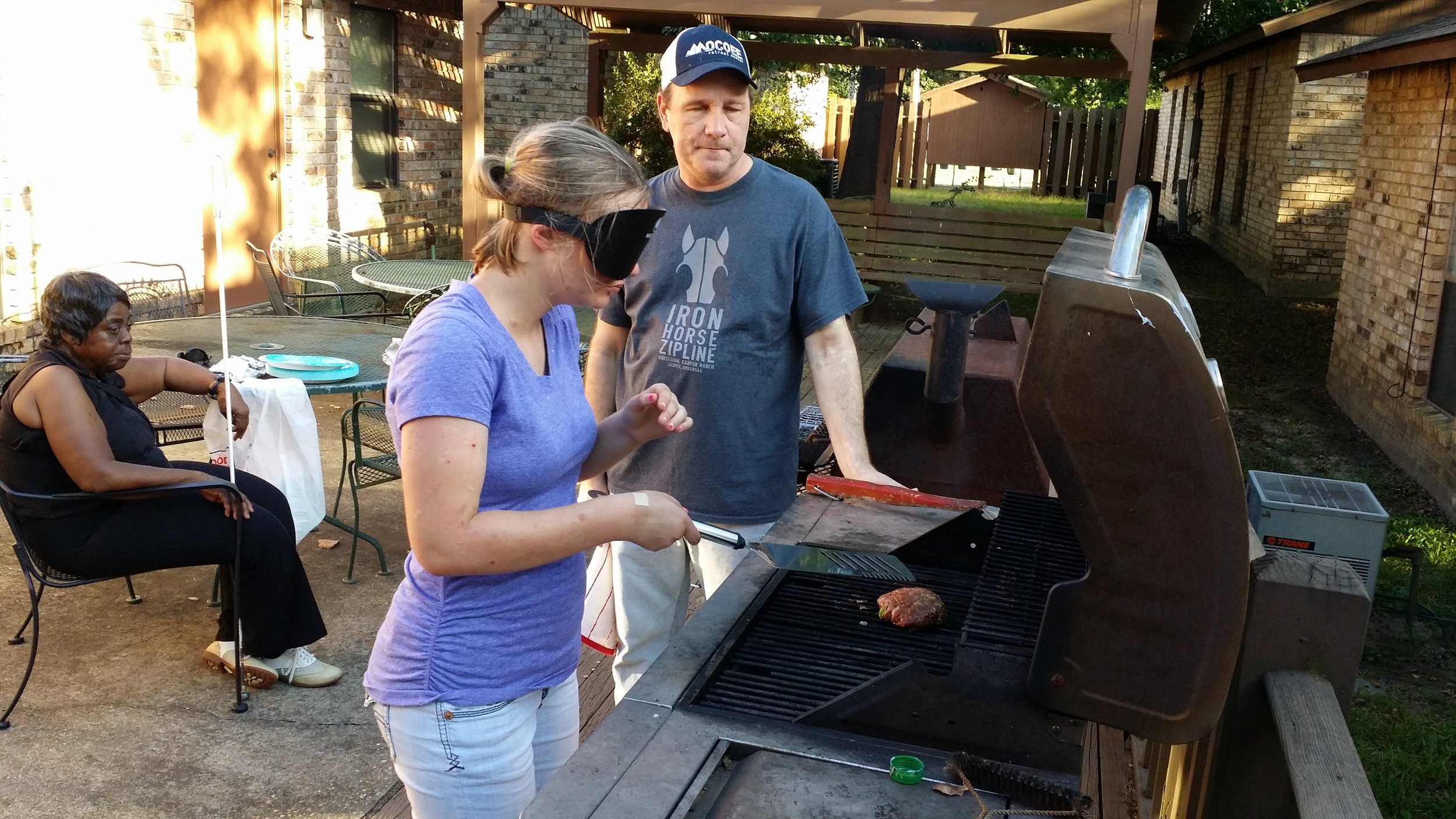 Jaycie learns how to barbecue nonvisually