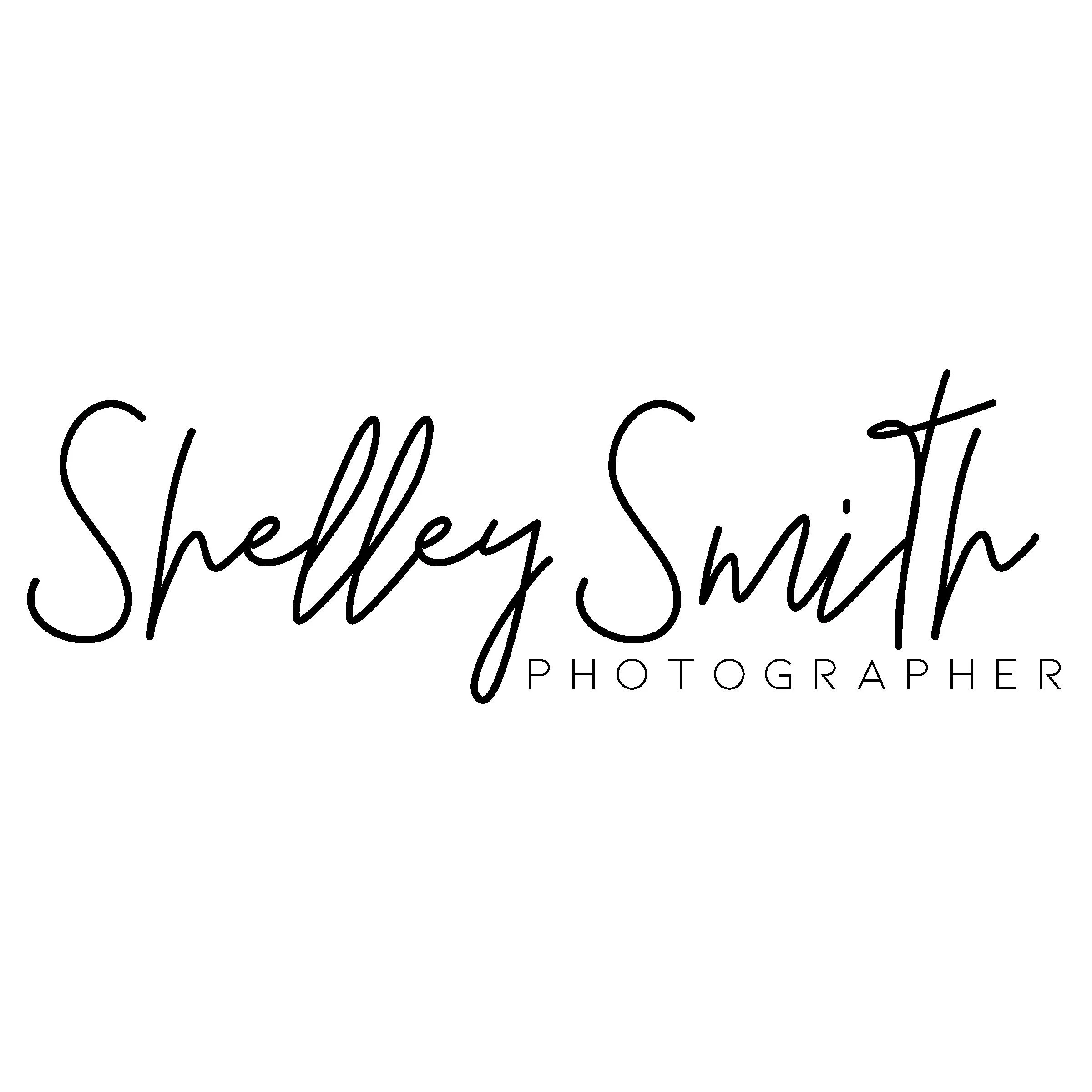 Logo with the name Shelley Smith Photographer in stylish black cursive and serif fonts on a white background.