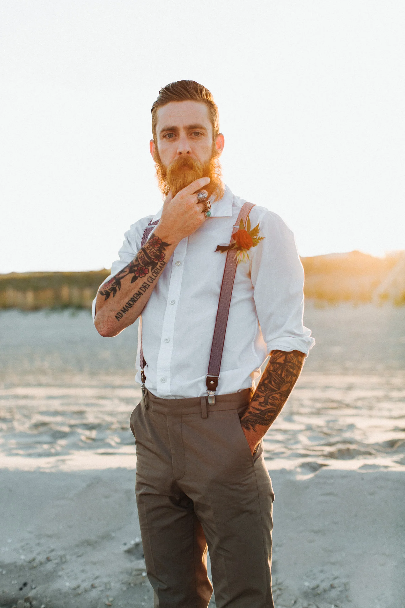 The best time for portraits is early evening. If you can't schedule portraits for this time, think about jumping away from the reception for 10 min to get a couple extra shots in this amazing light!