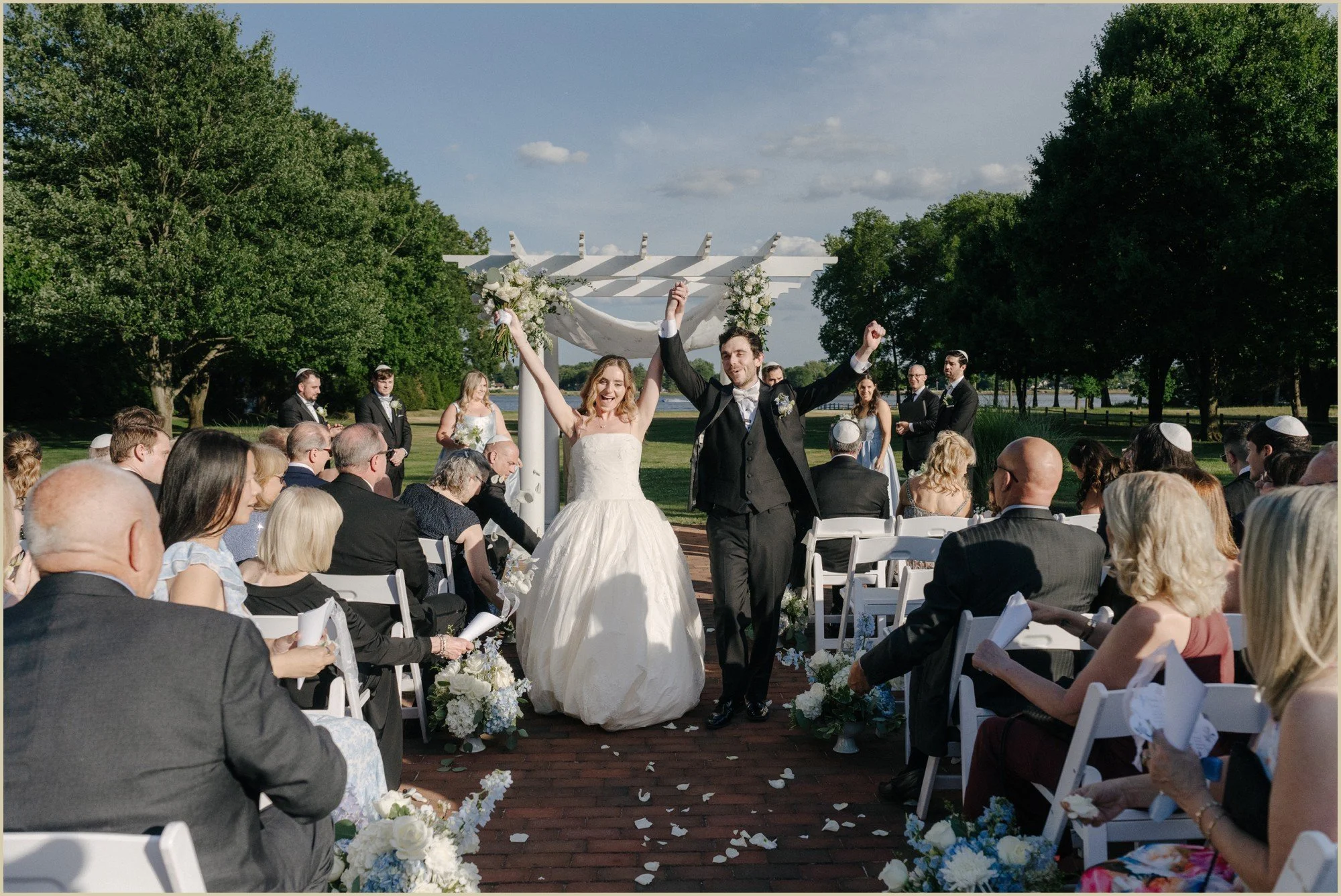 hannah and ben cheering after just being married