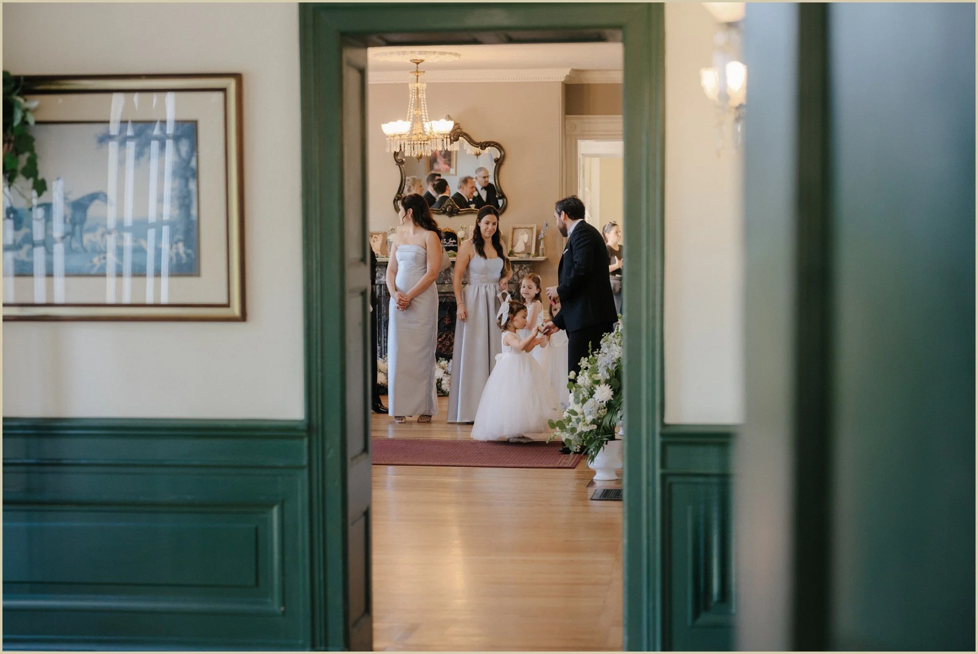 candids of wedding party waiting before ceremony