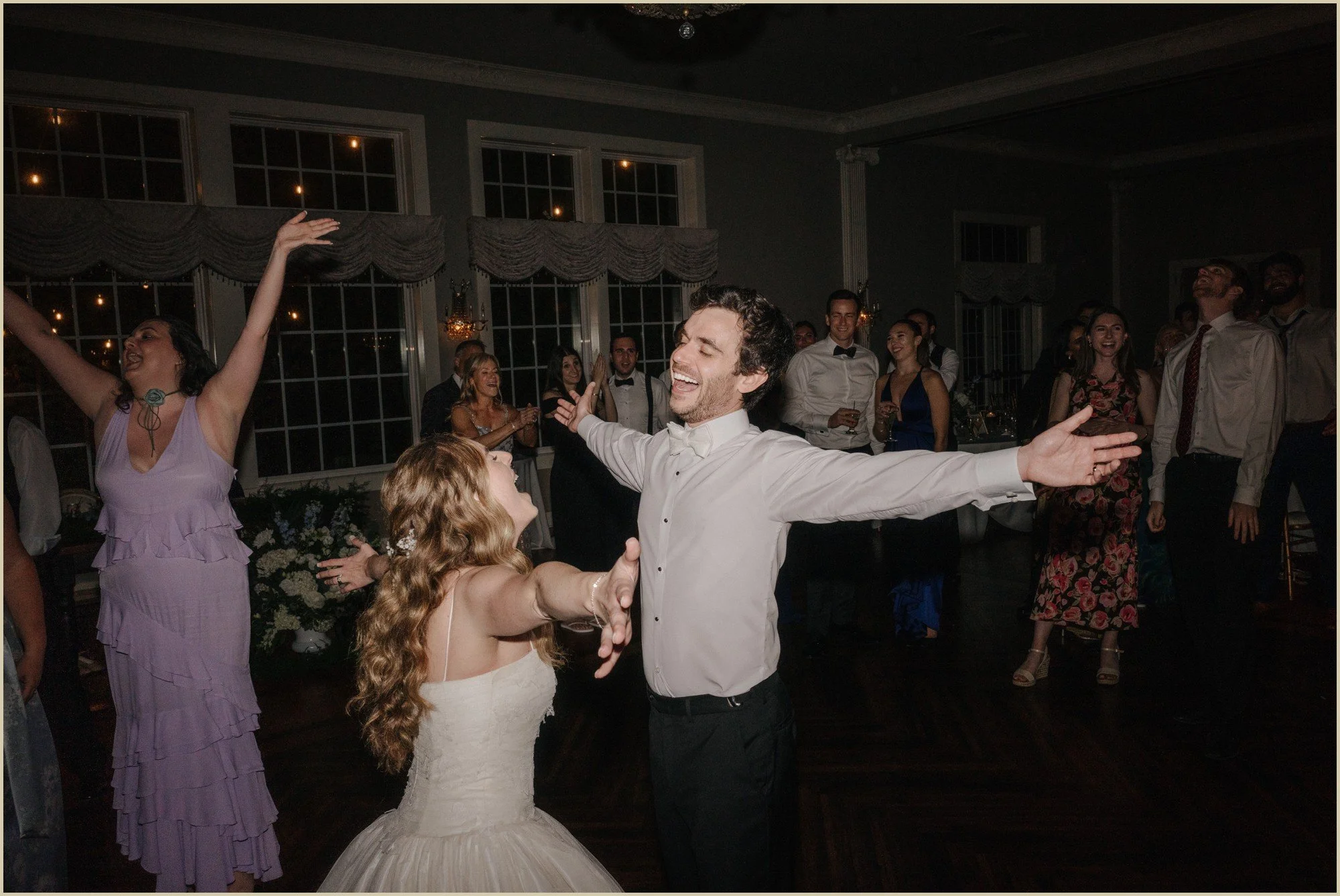 dance floor party at a wedding at pen ryn