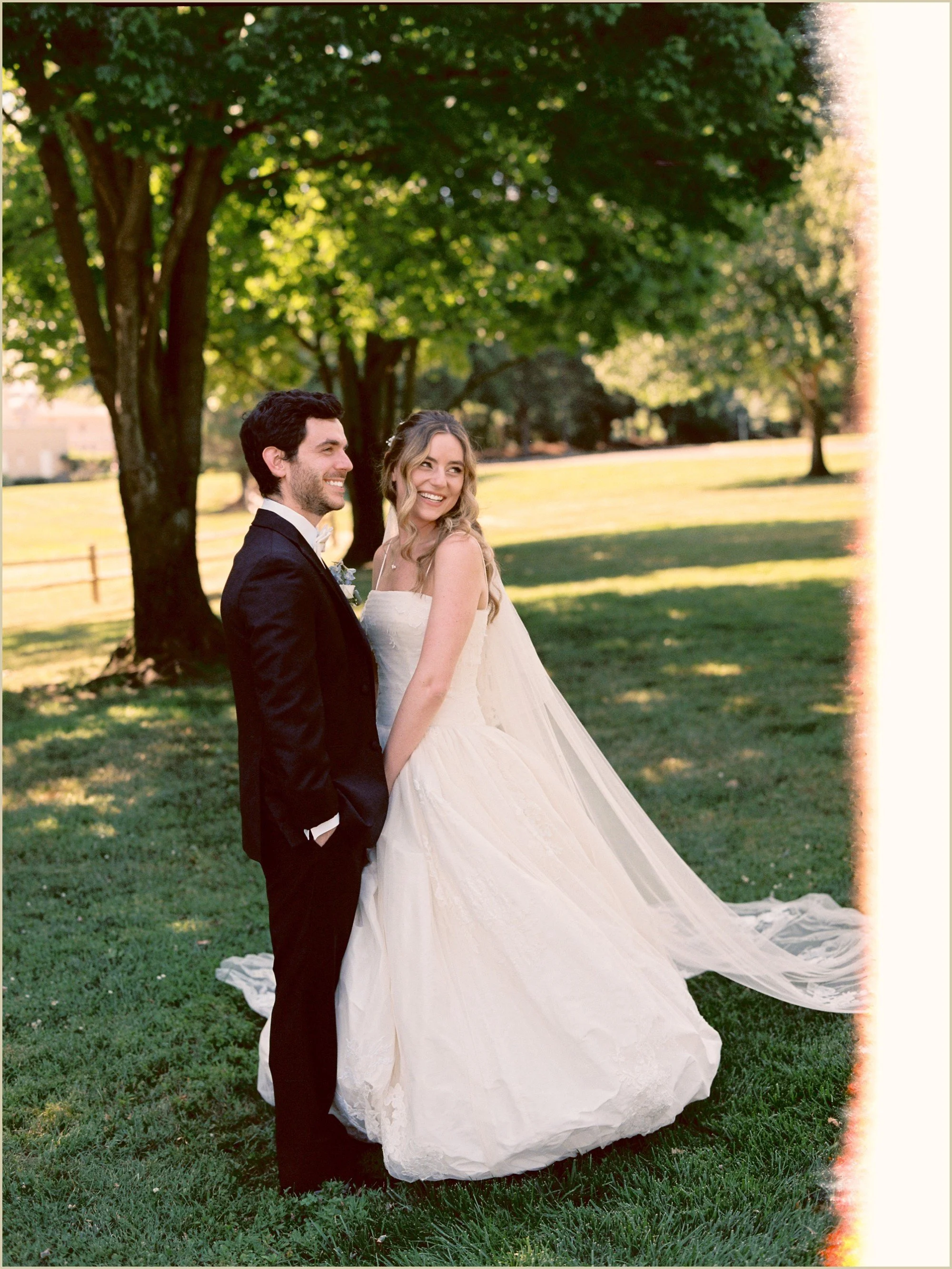 film photography candid bride and groom