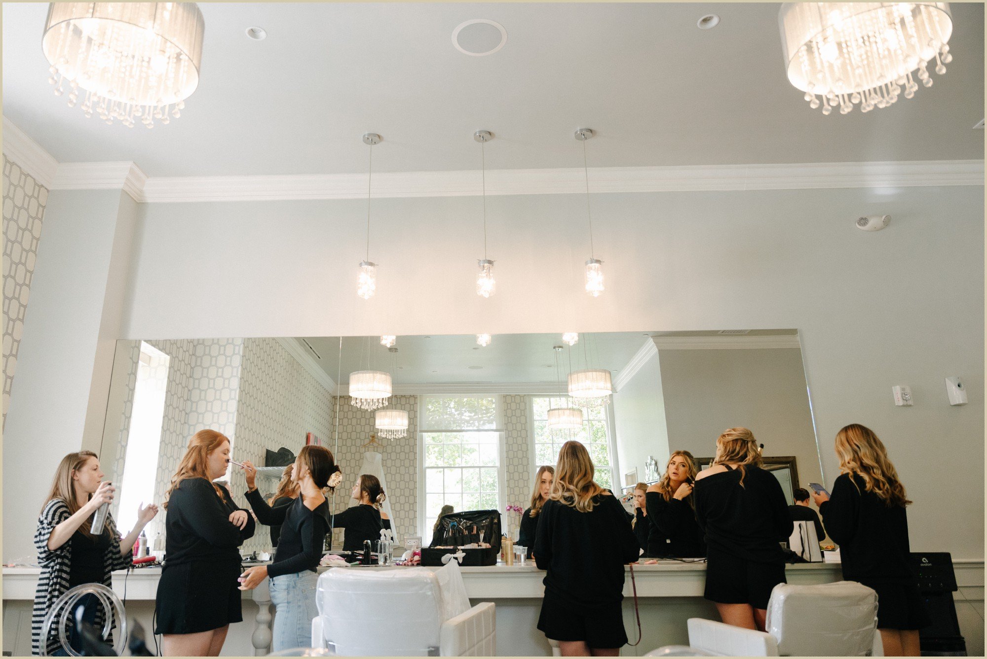 candid moments of bridesmaids getting ready