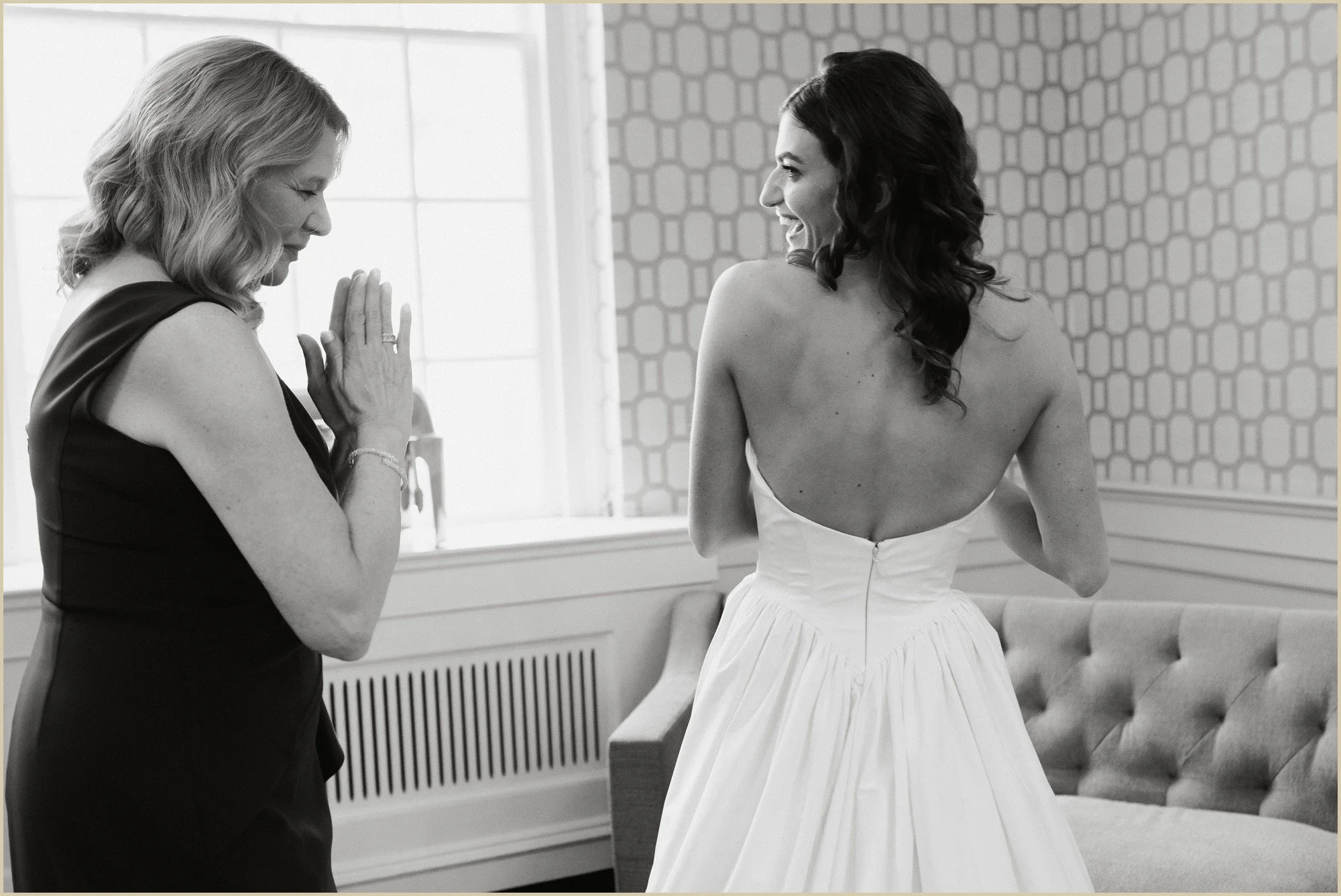 candid of bride and her mother