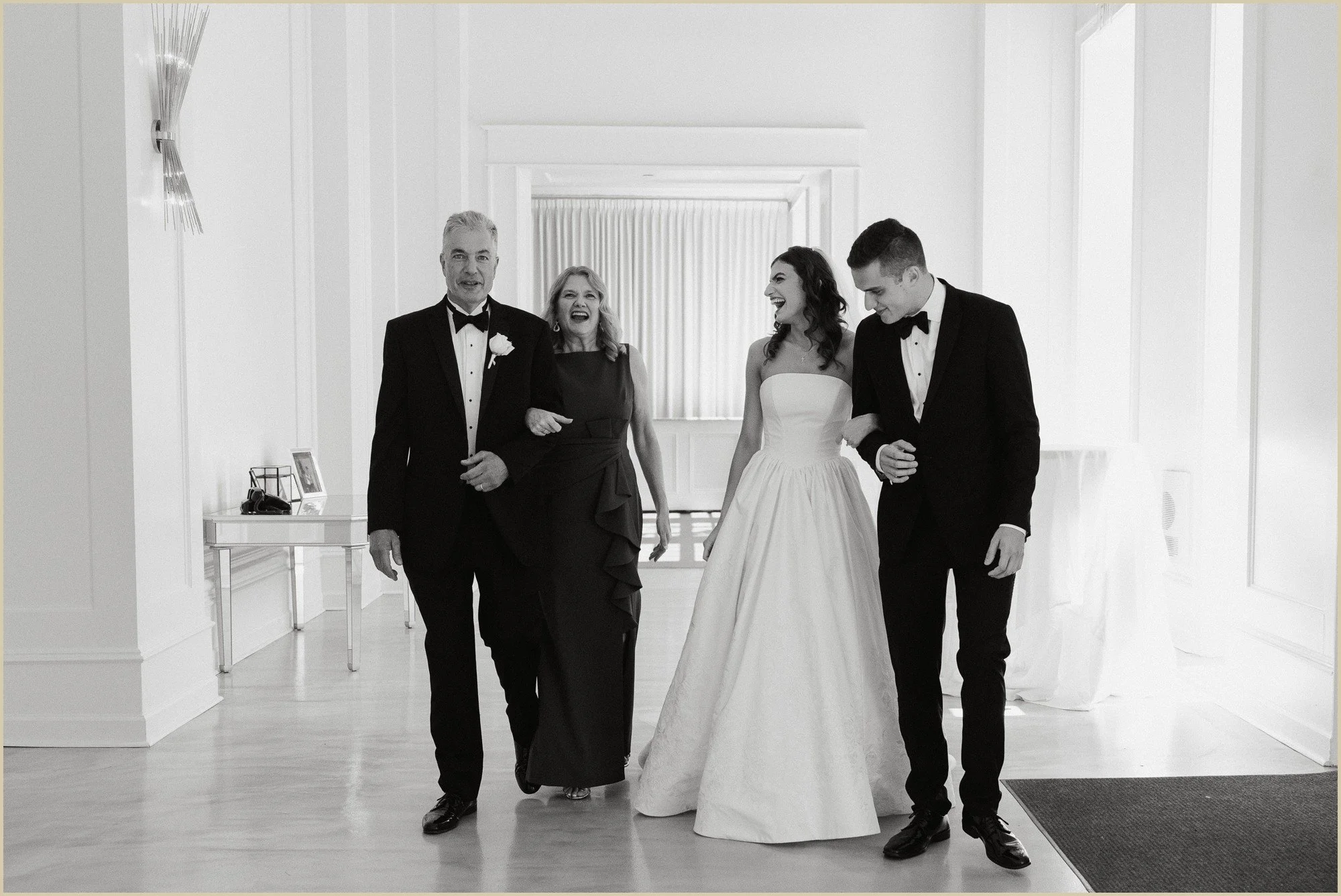 candid documentary style photo of bride with her family