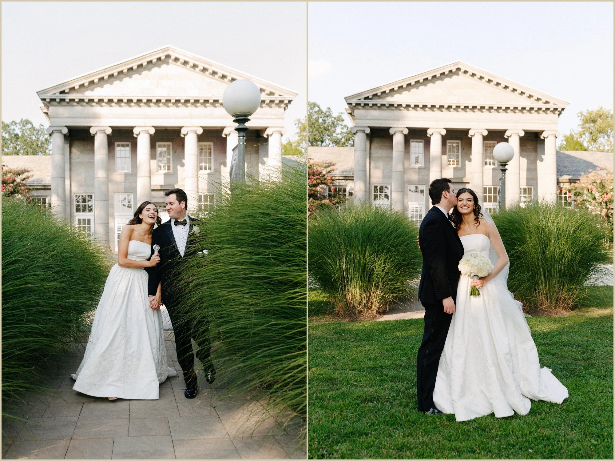 bride and groom portraits at the ballroom at ellis preserve near tall grasses