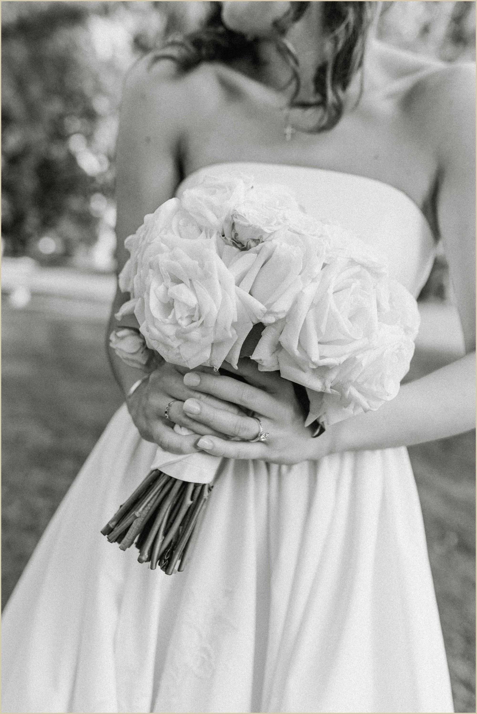 detail of bridal bouquet documentary style