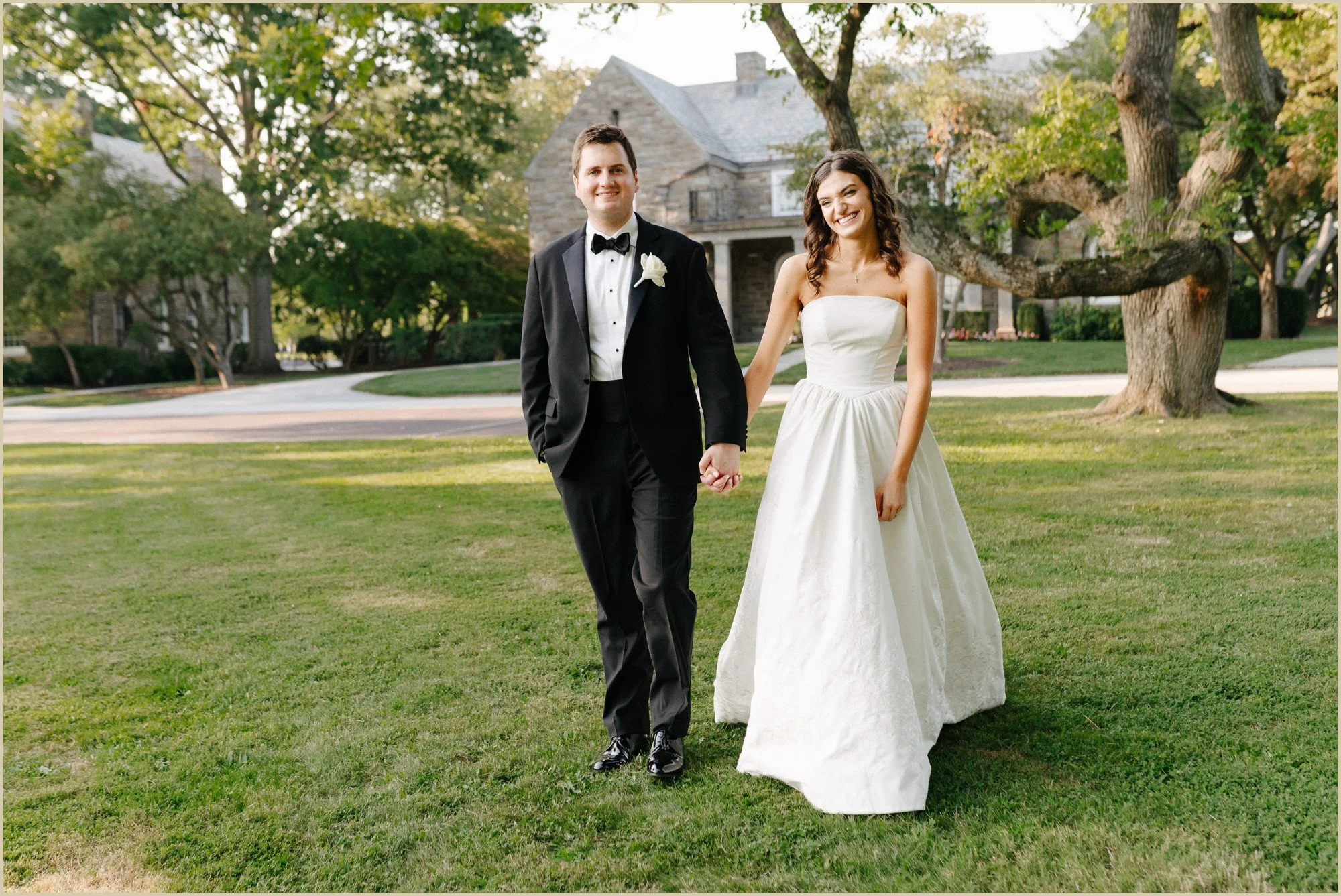 casual wedding portrait of bride and groom