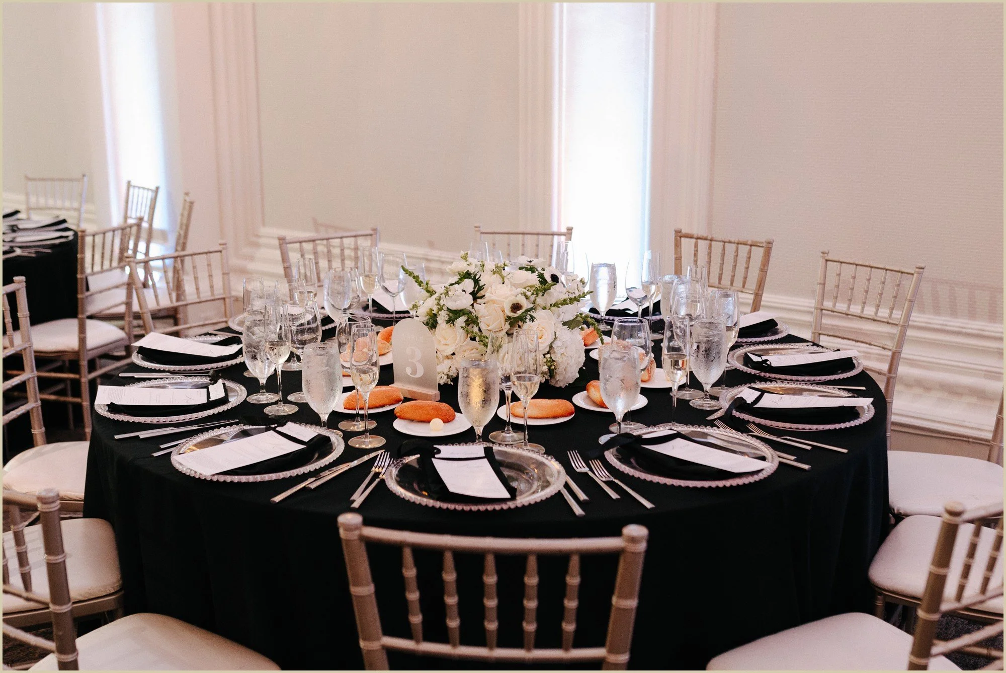black themed wedding color and decor