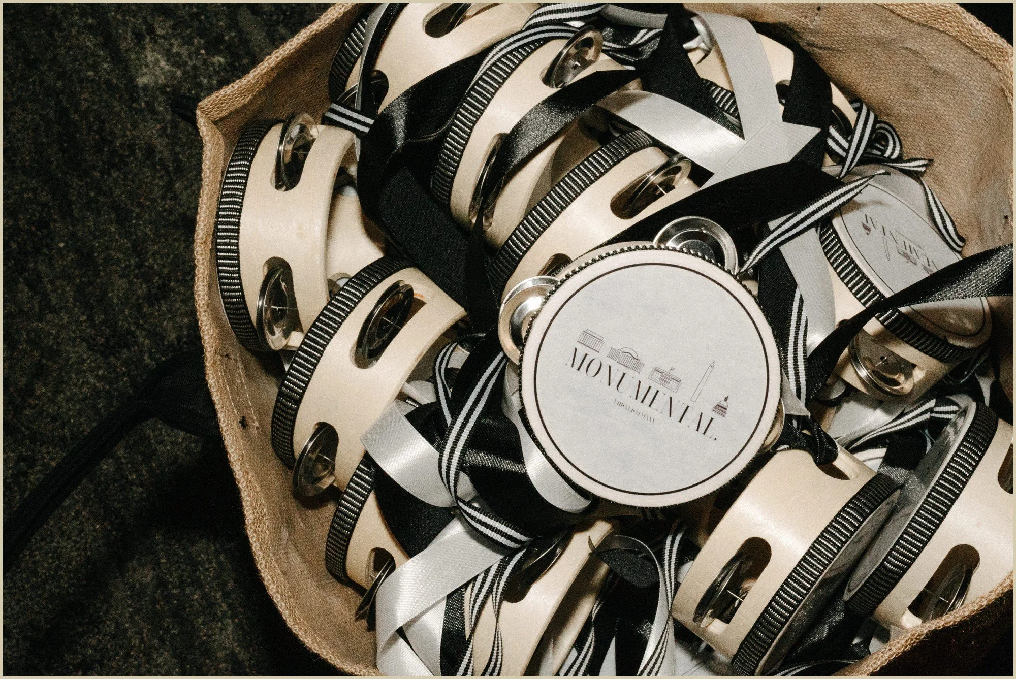 small tambourines for a wedding dance floor