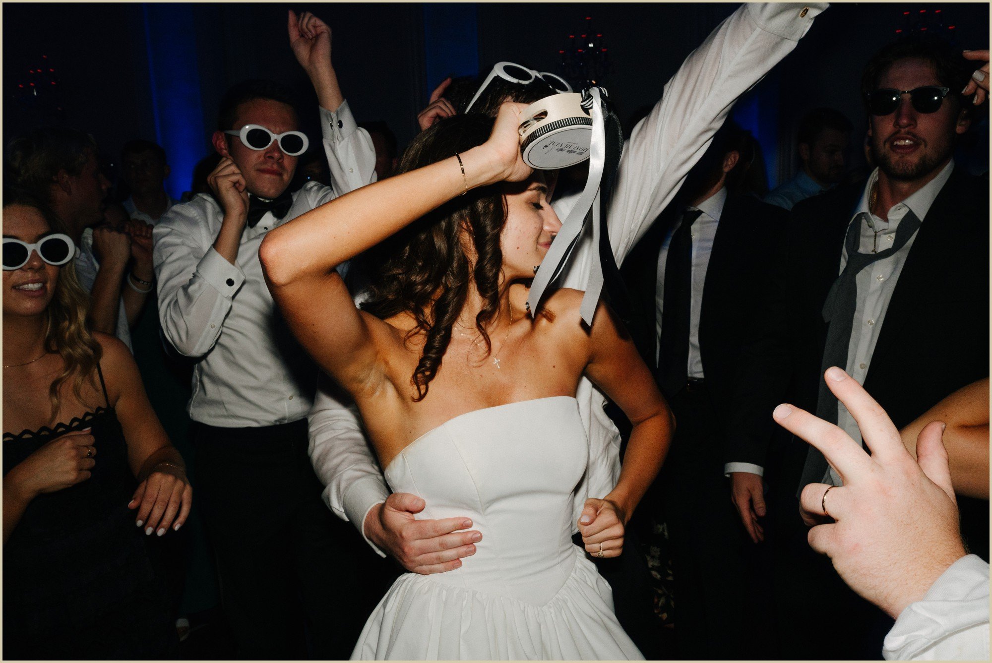bride and groom dancing