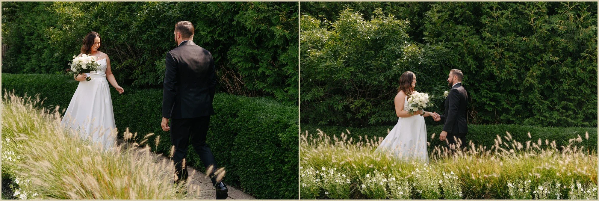 bride and groom first look