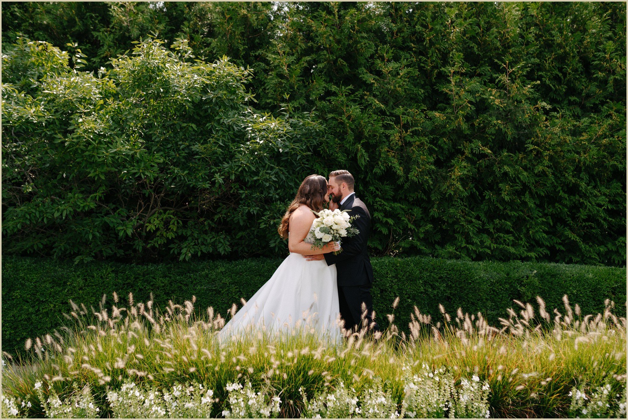 a sweet close up moment of bride and groom after seeing each other for the first time