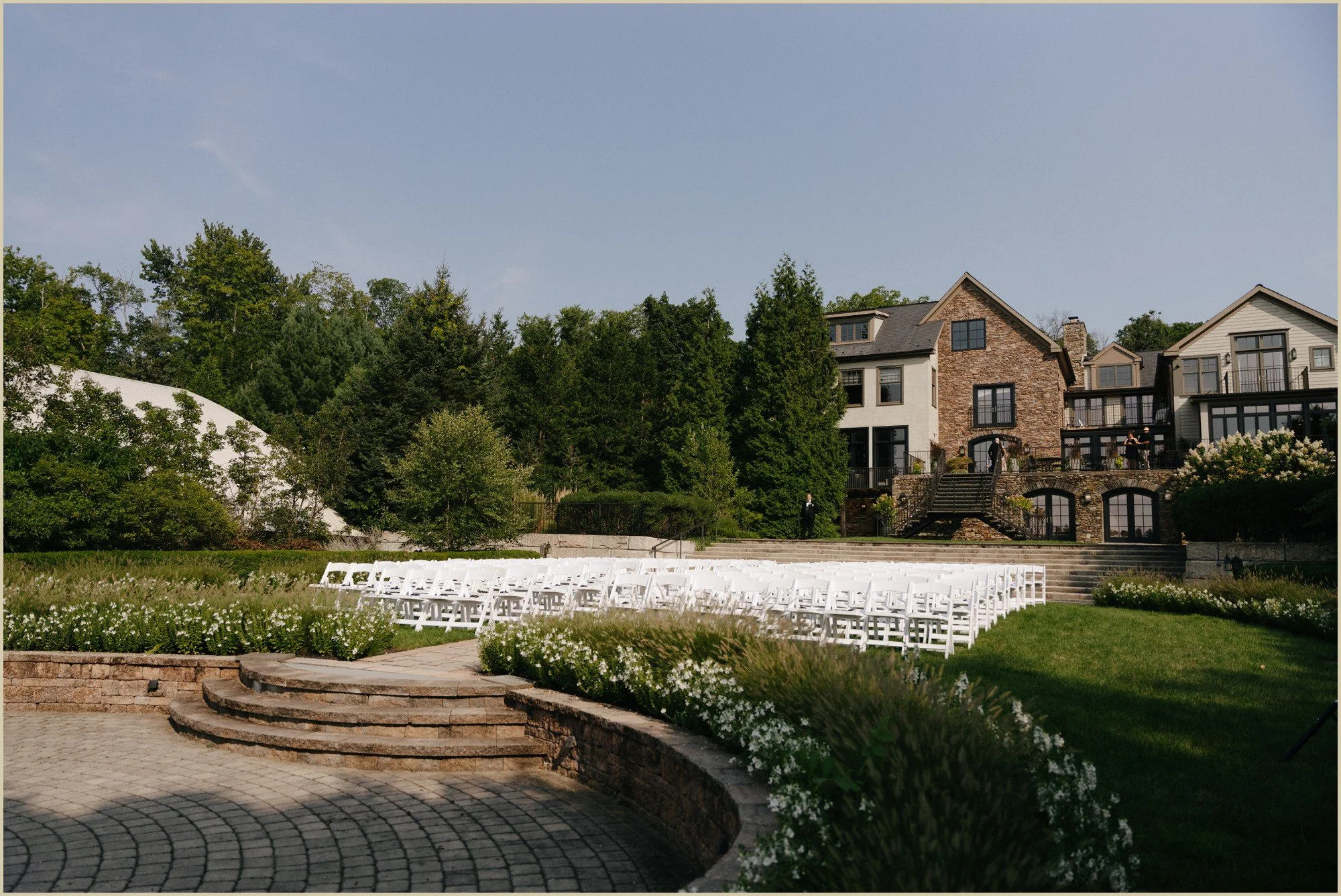 ceremony set up at the lake house inn
