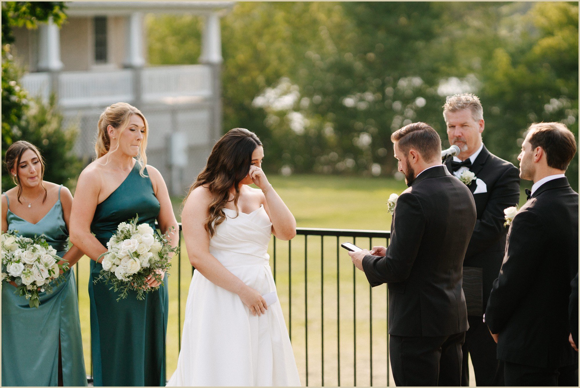bride emotional during ceremony