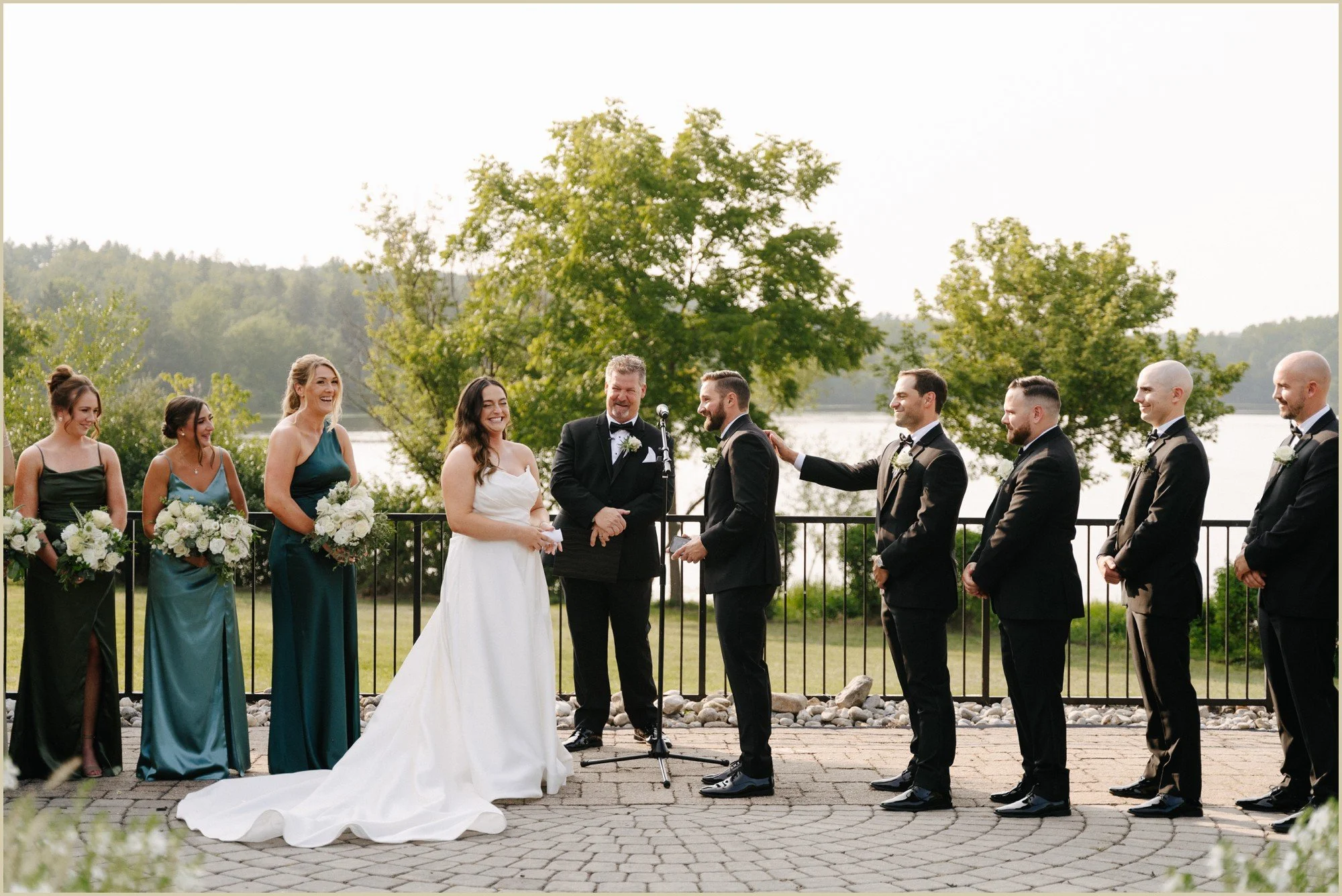 couple laughing at ceremony
