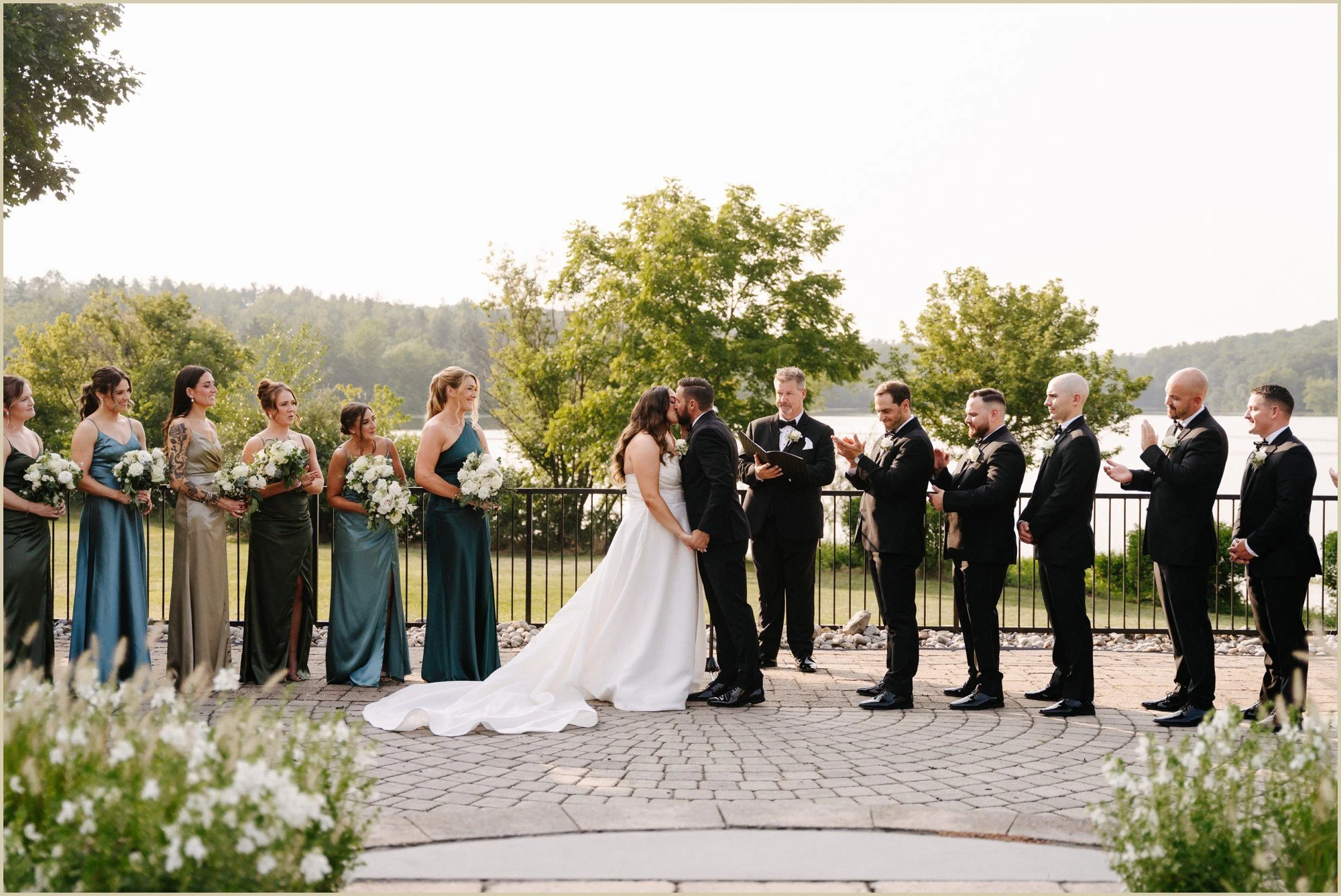 bride and groom's first kiss