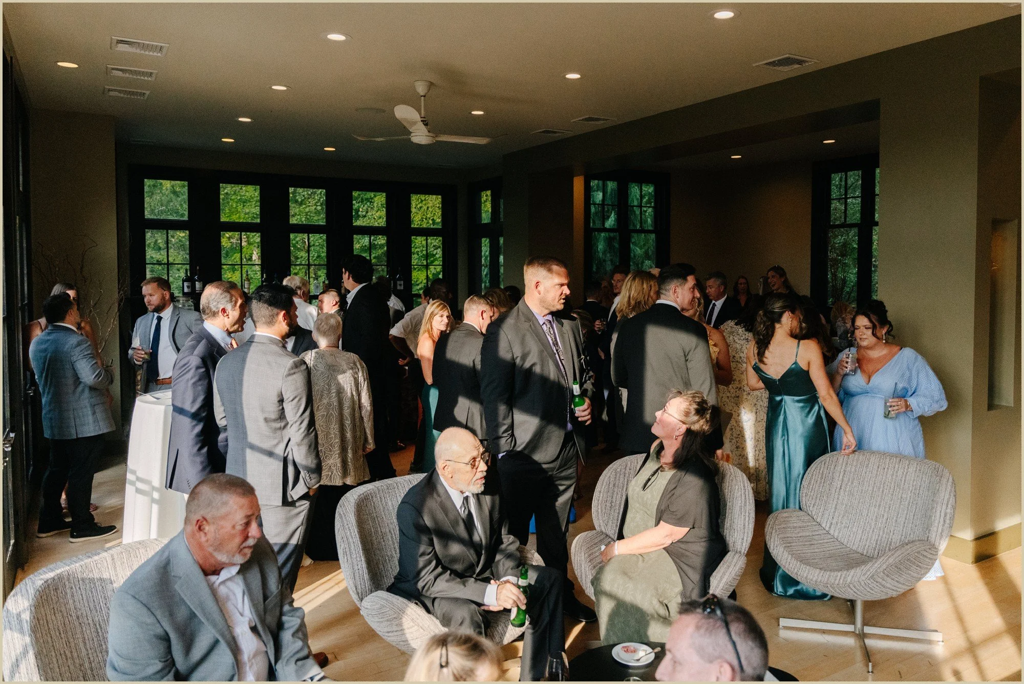 cocktail hour at the lake house inn with dramatic lighting