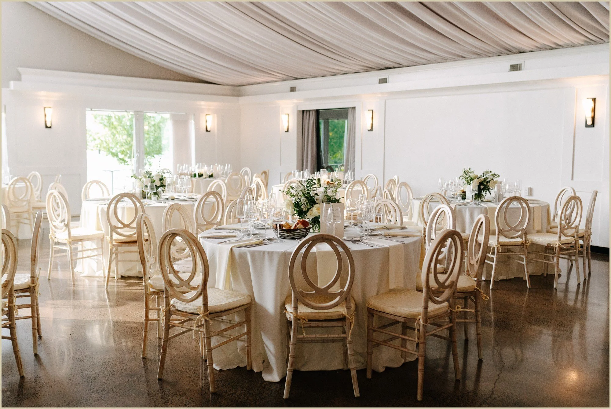 window lit romantic reception decor at the lake house inn