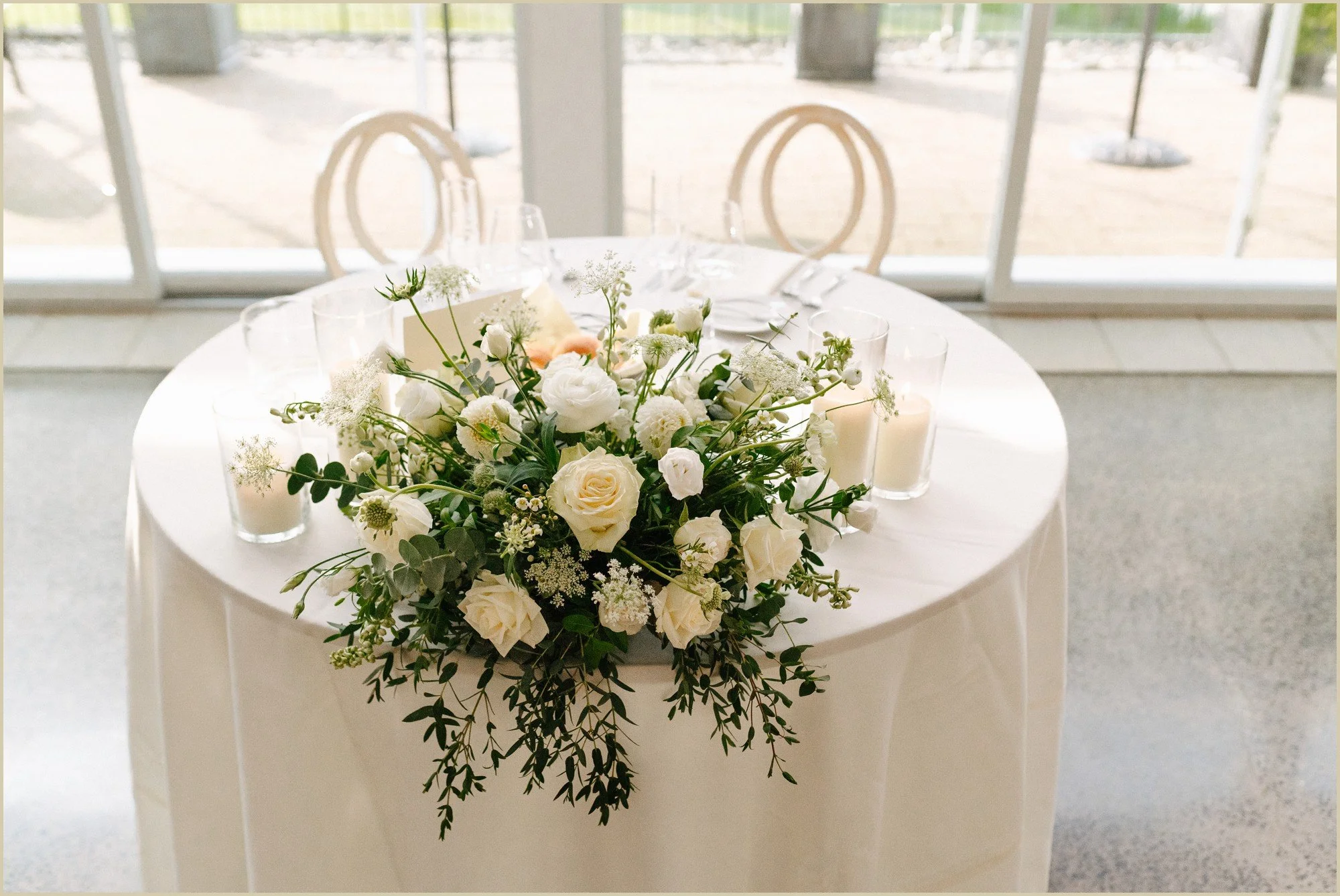 white wedding florals