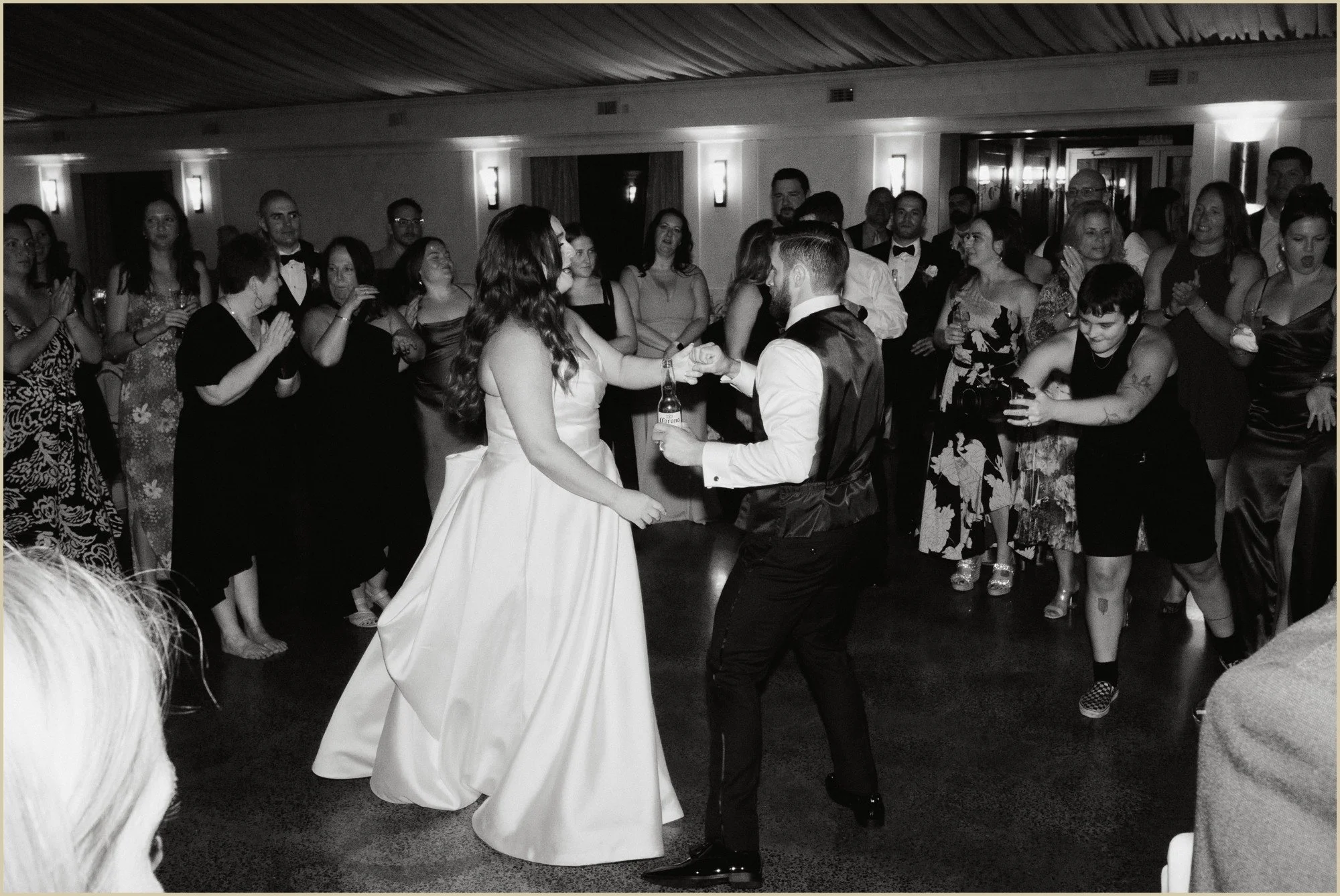 bride and groom on the dance floor at the end of the night