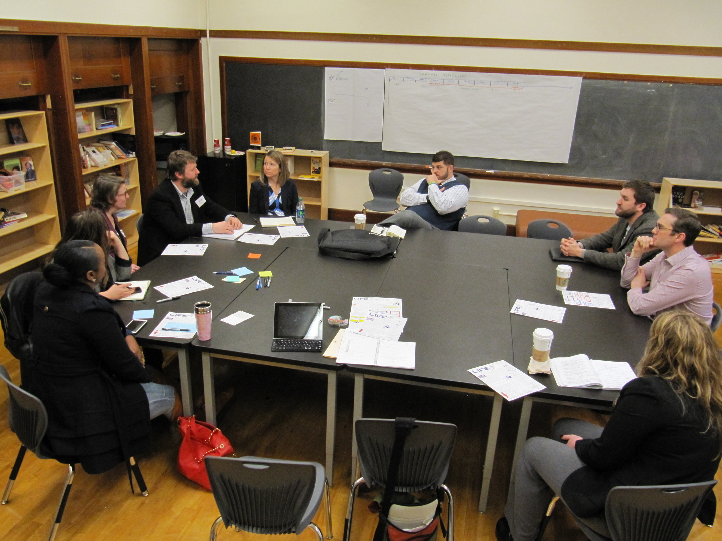 Innovating Principals CFG discusses school design while Danforth candidates observe.