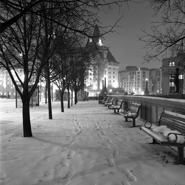 Winter night walk Chateau Laurier