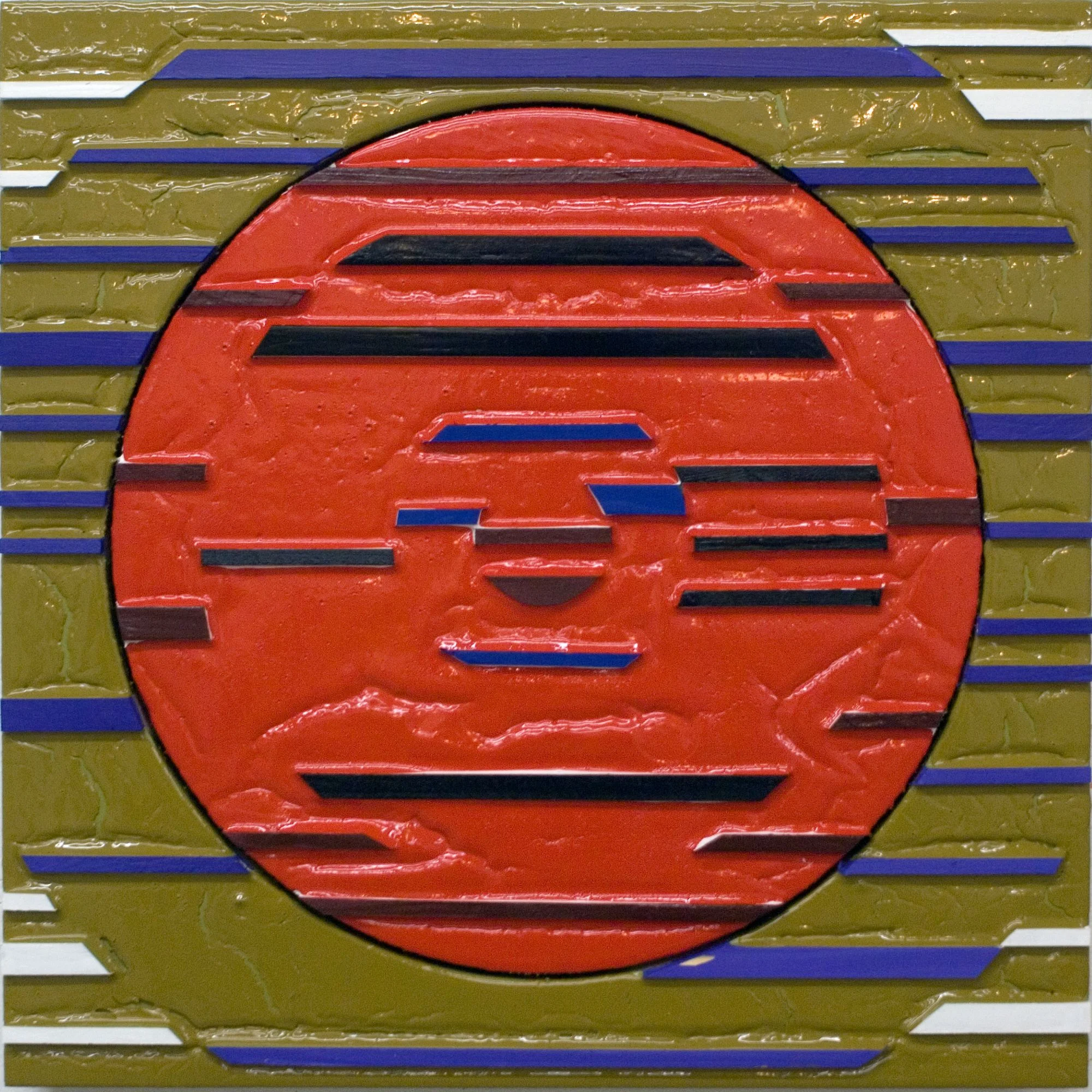 'untitled' Poured acrylic paint and wood on panel, 17 x 17 in, 2011