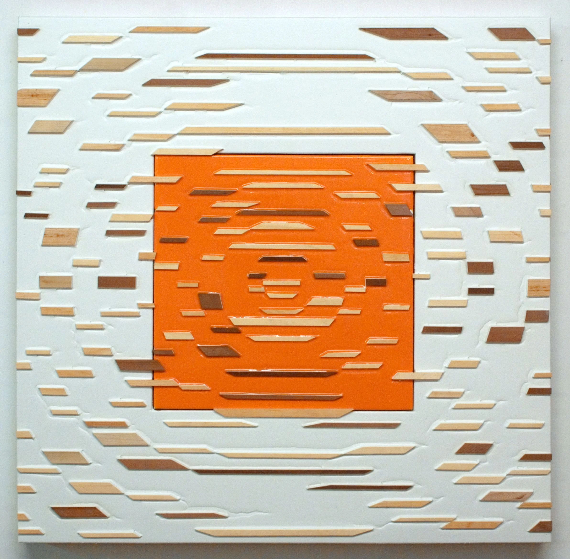 'Spigot' Poured acrylic paint and wood on panel, 36 x 36 in, 2011