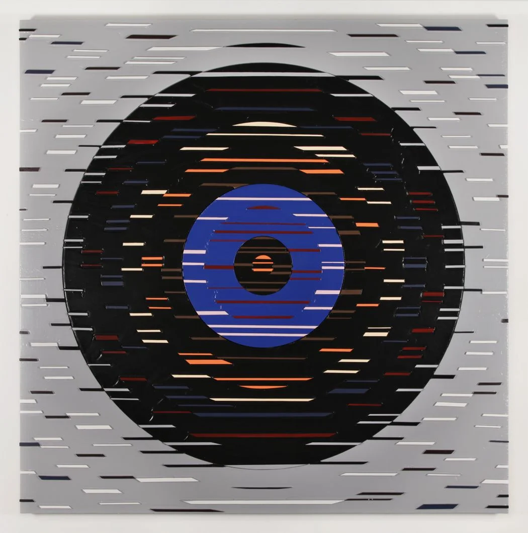 'Summonded' Poured acrylic paint and wood on panel, 72 x 72 in, 2011