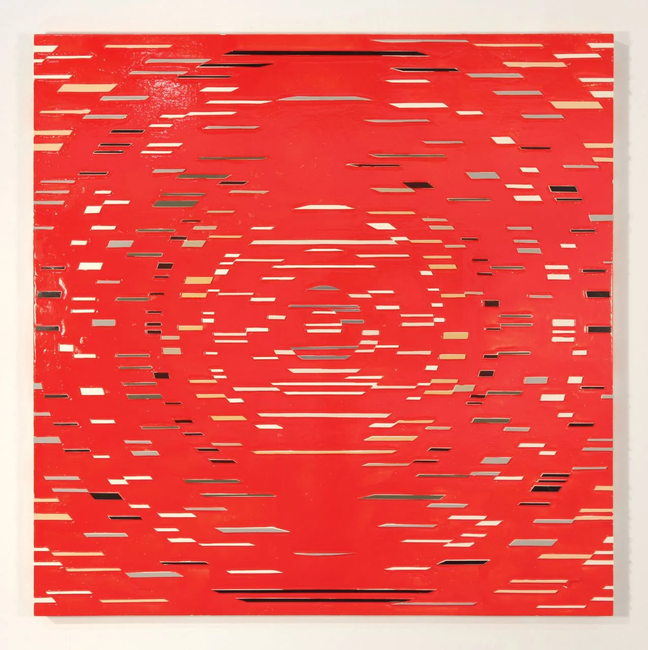 'Fifties Remake' Poured acrylic paint and wood on panel, 72 x 72 in, 2011