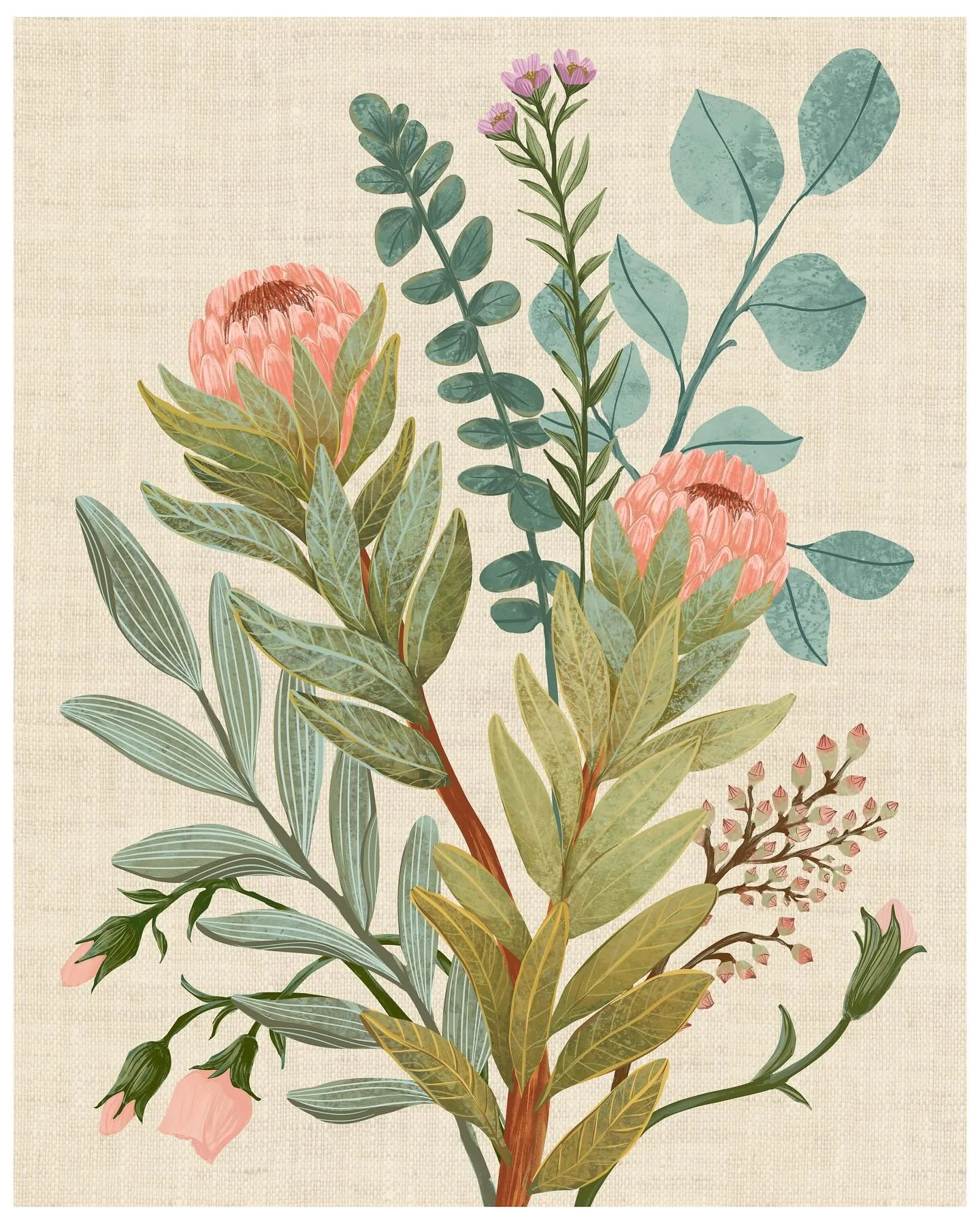 A symbol of strength. Of blooming again. Of love that holds fast through even the hardest seasons.
The protea is one of the first flowers to bloom after wildfires—beauty rising from the ash, rooted deep and strong.
I created this piece for my