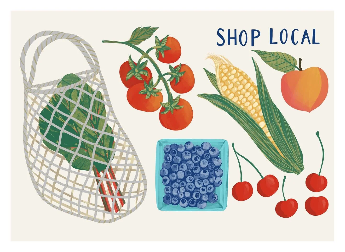 Support your local farmers! #shoplocal #farmersmarket #foodillustration