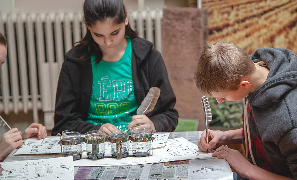 Writing with quill pens is another favorite activity here at the Livingston County Museum.