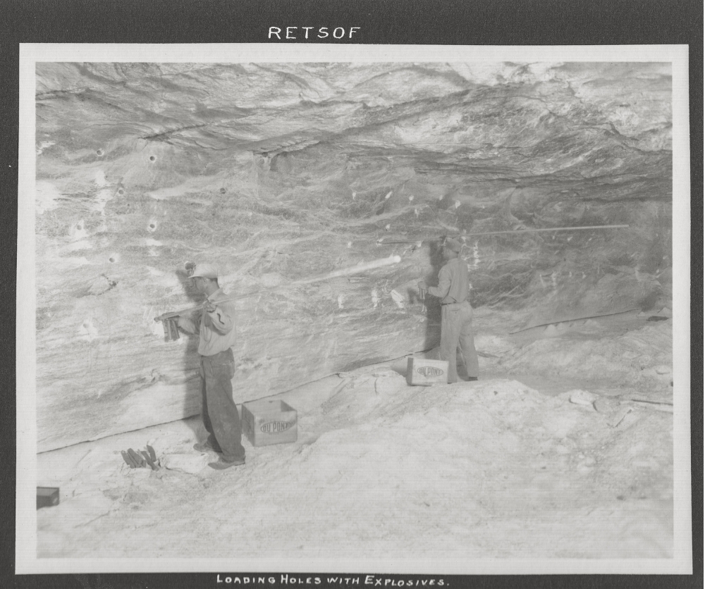  Loading holes with explosives in the Retsof Salt Mine 