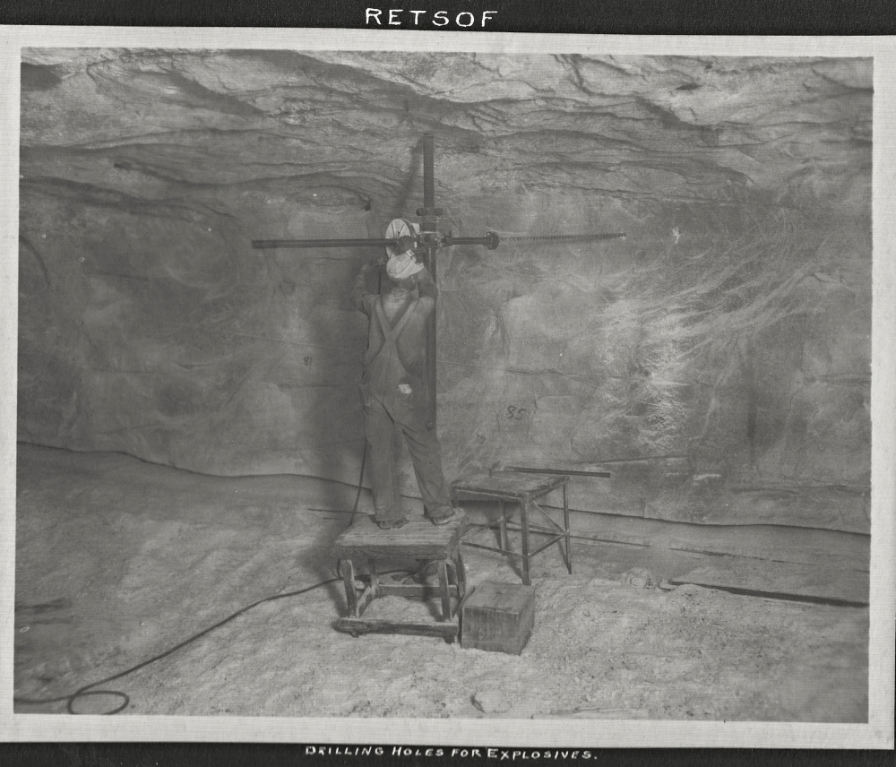  Drilling holes for explosives in the Retsof Salt Mine 
